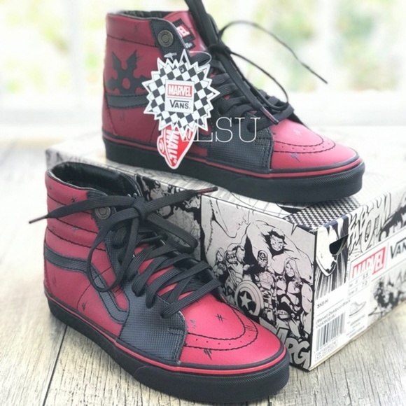 NWT VANS&Marvel SK8-HI Deadpool Black W AUTHENTIC - Picture 2 of 8